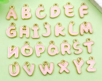 20/26pcs Letter Charms Alphabet Charm Alloy Enamel English Initial Charms for Jewelry Making Supplies DIY Craft Necklace Bracelet Earring