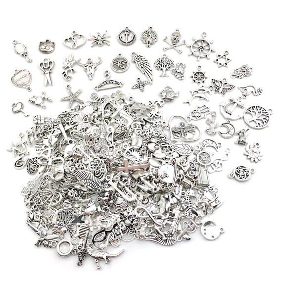 MIX 300PCS Silver Charms Jewelry Making Red Winewinecharms Pendant