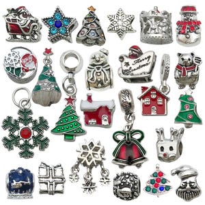 5/24PCS Christmas beads Christmas spacer beads Enamel Gold Plated Christmas large hole beads for DIY Necklace Bracelet Jewelry Making
