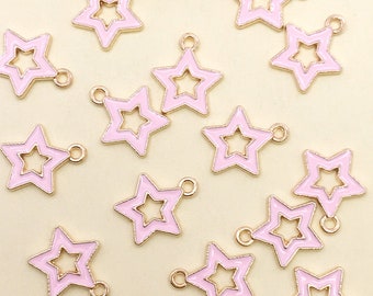 10/20/30pcs Enamel Star Charms Plated Gold Cute Pentagram pendant For DIY Earring necklace Bracelet jewelry Making Accessories