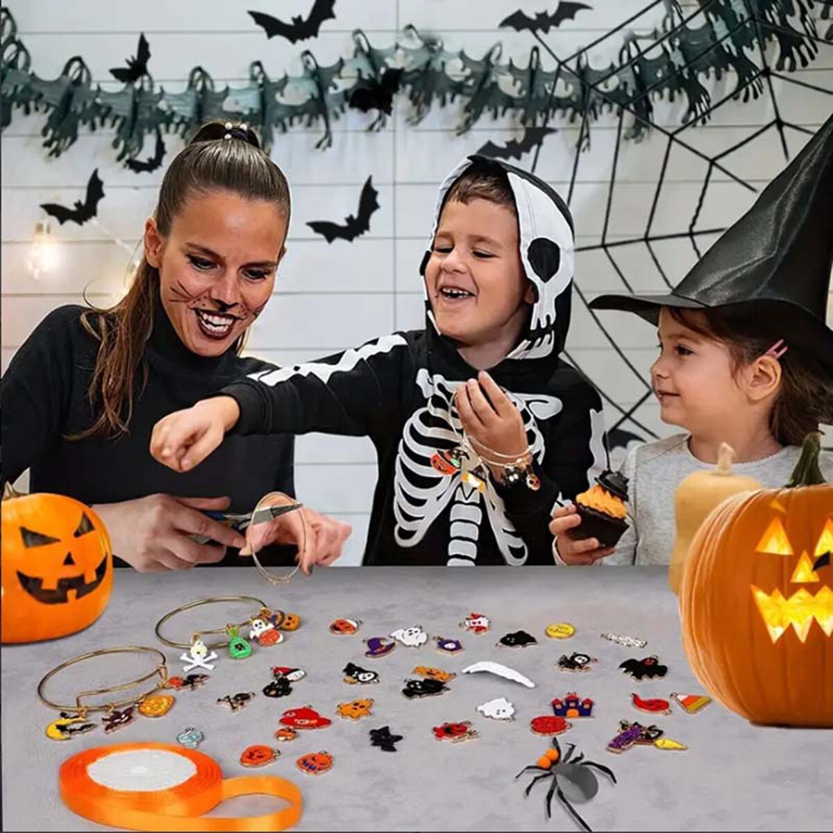 Mix Casuale 10/20/30/40 Pezzi Halloween Smalto Sfuso Ciondolo Fantasma Pipistrello Per Fai Da Te Orecchini Collana Risultati Creazione Di Gioielli Accessori Artigianali