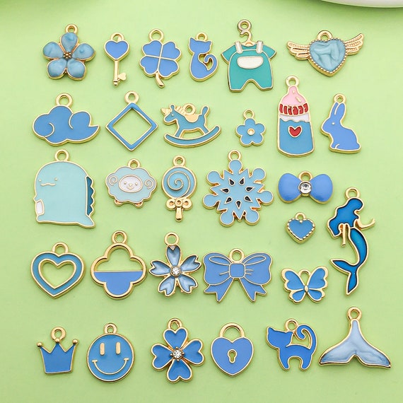 30 Ciondoli Fiori Di Ciliegio Smaltati - Per Bracciali, Collane Fai Da Te, Lega Metallica