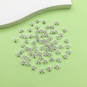 50/100/200個 アンティークシルバートーン 合金 スタースペーサービーズ ブレスレット ネックレス イヤリング DIY アクセサリービーズ作り用ビーズ