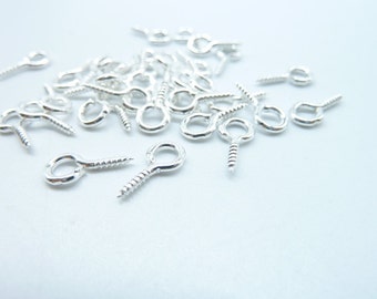 300 Stück 10 x 5 mm versilberte runde Ringe Fertig Schraub Öse Haken EyeHook Pins Eyepin Spangen