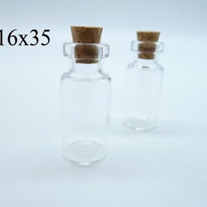 10pcs 16x35x7mm Clear Glass Tiny Wishing Drifting Bottle Vials Pendants With Corks/Free EyeHook Charm Pendant c4445