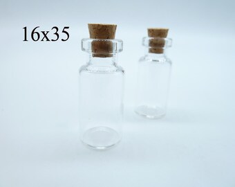 10pcs 16x35x7mm Clear Glass Tiny Wishing Drifting Bottle Vials Pendants With Corks/Free EyeHook Charm Pendant c4445