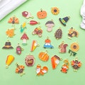 10/27pcs Mix Enamel Autumn Charms Maple Leaf Pumpkin Squirrel Acorn Charms for DIY Thanksgiving Jewelry Making Earrings Crafts Accessories
