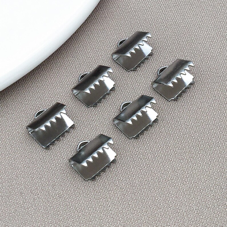 10/30pcs Rectangle Ribbon Ends With Clamps Stainless Steel Ribbon Crimp ...