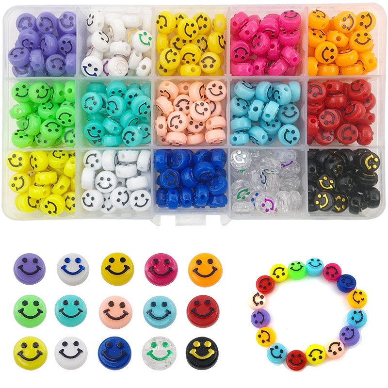 Acrylic Smiley Beads Set Smiley Face Acrylic Smiley Face Etsy