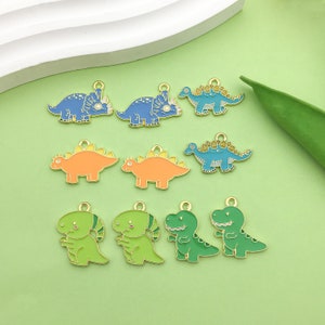 10pcs Fashion Enamel Dinosaur Charm Cute Dinosaur Pendant For DIY necklace earrings bracelet Jewelry Making