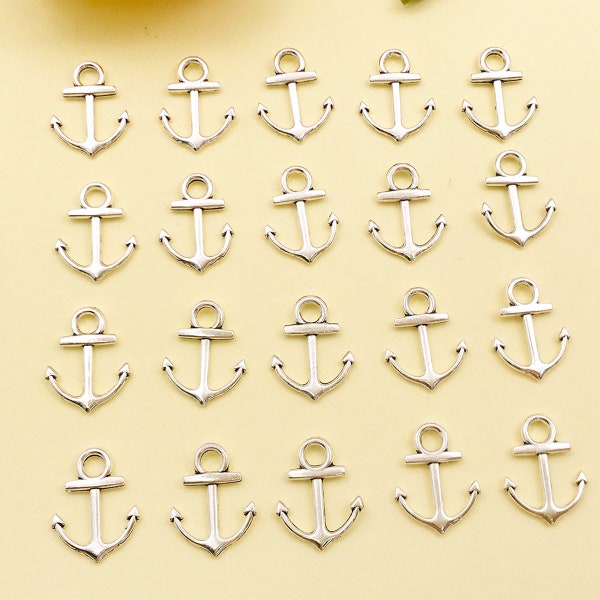 20pcs 15x19mm Antique Silver Anchor Charm Metal Pendant for DIY Bracelets Earrings Necklaces Accessory