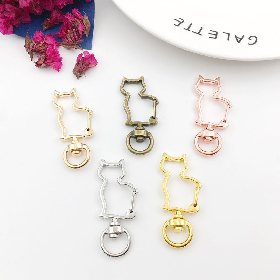 Keychains Mix 10/20pcs Mix Color Cat Keychain Lobster Clasp Key Hook Keychains Hook ...