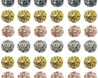 30pcs 6mm Rhinestone Ball Spacer Beads, Round Disco Ball Beads Loose Beads for Jewelry Making DIY Bracelet Necklace Earring Crafting