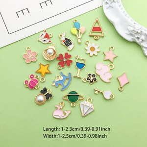 Random 20pcs Jewelry Making Charms Assorted Gold Enamel Plated Charms Pendant for DIY Necklace Bracelet Earrings Jewelry Making Finding image 5