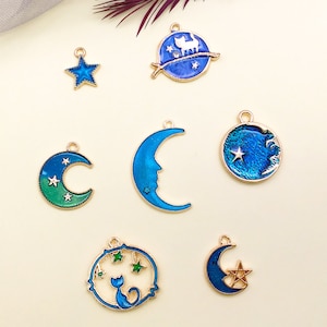 Ciondoli Per Gioielli Fai Da Te - 114 Pezzi, Forme Gatto, Luna, Stella, Placcati Oro E Argento - Foto 10