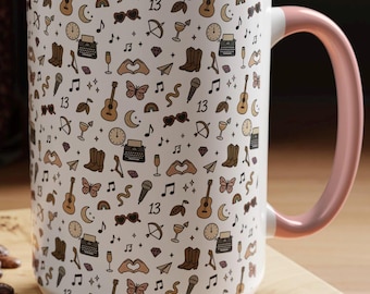 Tazza da caffè per fan girl con manico rosa, regalo per amanti della musica, tazza estetica, regalo per lei, tazza per fan dei concerti