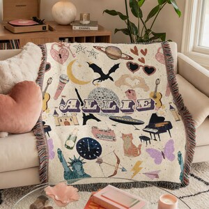 Whimsical Tswift Collage Woven Blanket Home Decor Gift Idea Throw Wall Tapestry Birthday Gift for her image 2