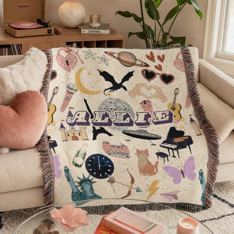 Whimsical Tswift Collage Woven Blanket Home Decor Gift Idea Throw Wall Tapestry Birthday Gift for her image 2