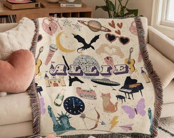 Taylor Woven Blanket Whimsical Throw Gift for Besties Tswift Fan Gift Idea Birthday for Teen College Dorm Wall Tapestry Home Decor