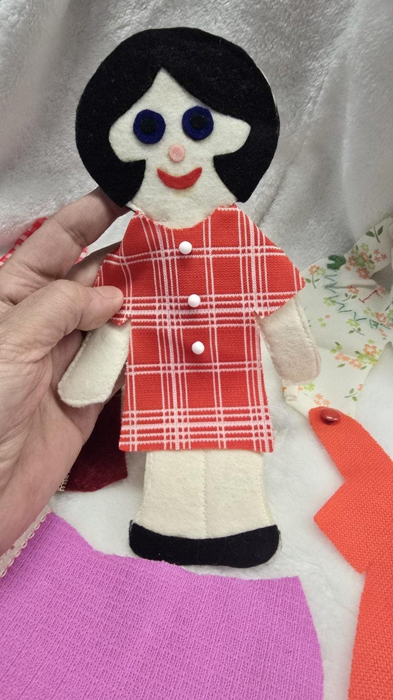 Vintage Handmade Flatsy Patsy Style Cloth Doll & Clothes Lot Retro image 5