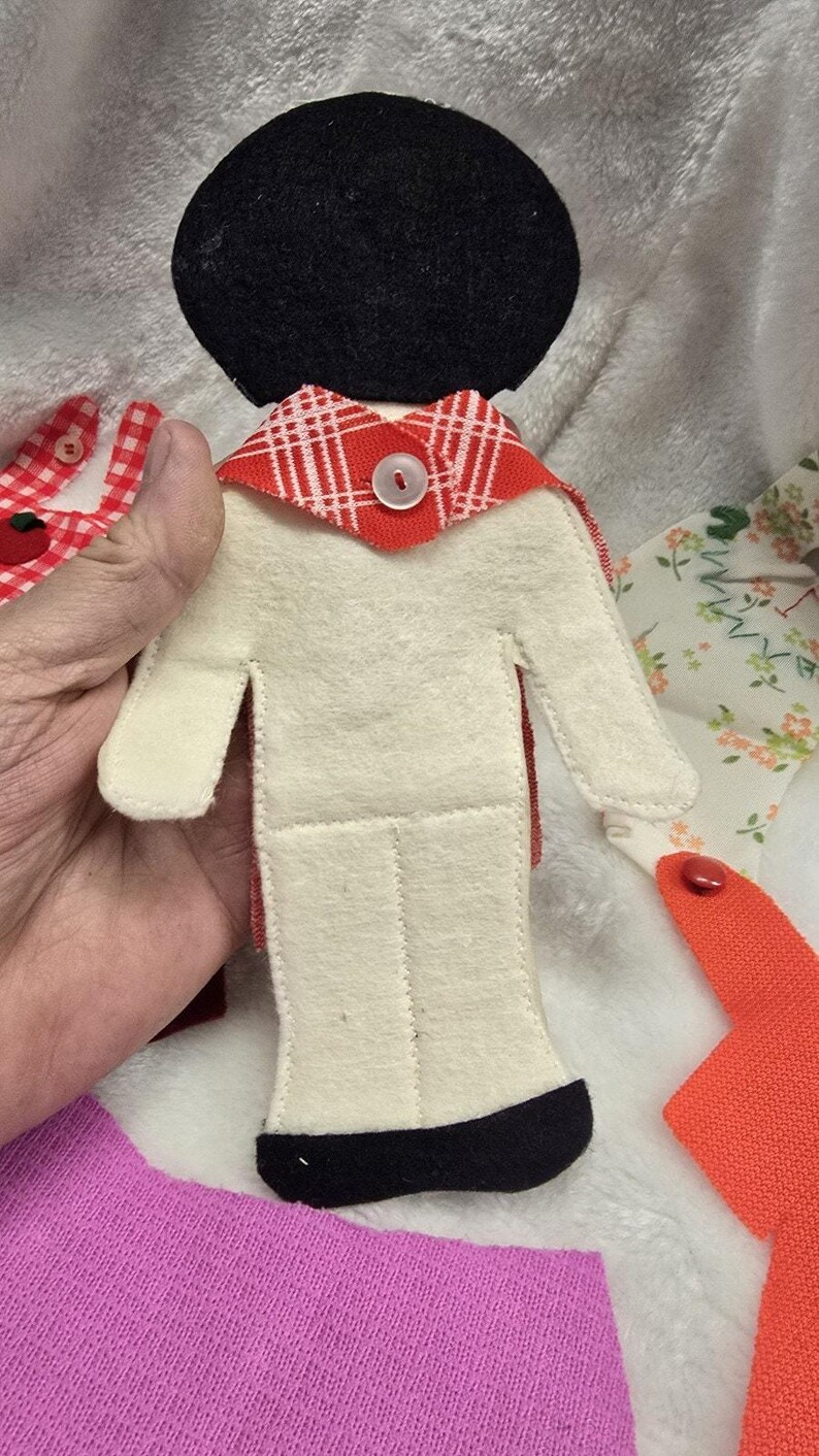 Vintage Handmade Flatsy Patsy Style Cloth Doll & Clothes Lot Retro image 6