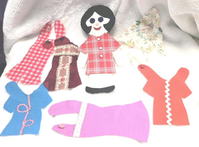 Vintage Handmade Flatsy Patsy Style Cloth Doll & Clothes Lot Retro image 1