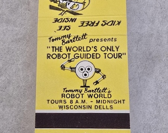 Vintage Tommy Bartlett Robot World Matchbook Wisconsin Dells-bon