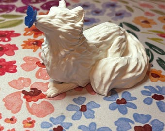 White Fox with Butterfly Figurine