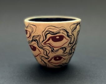 Mini macetero de cerámica hecho a mano: vasija pintada a mano