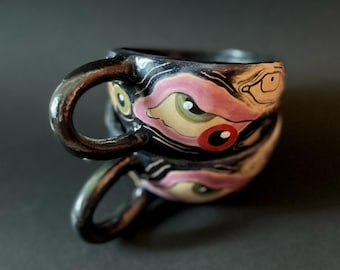 Tazas de cerámica para espresso pintadas a mano: diseño artesanal bajo cubierta