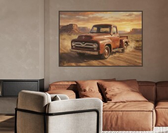 Decorazione murale in stile classico Ford F-100 del 1955 - Monument Valley Decor