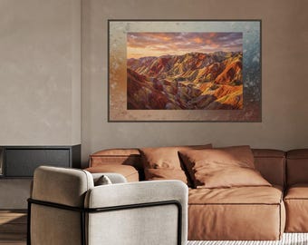 Decorazione murale "Mountains Rainbow" - Decorazione in roccia rossa vibrante