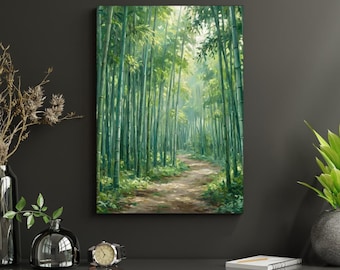 Arte murale giapponese con foresta di bambù - Decorazione da giardino zen