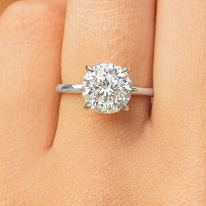 3 CT Round Cut Moissanite Engagement Ring Round Wedding Ring with Hidden Halo Engagement Ring For Her Round cut Promise Ring