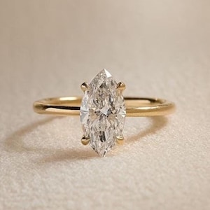 2 CT Marquise Cut Moissanite Engagement Ring, 14k Solid Yellow Gold Ring, Four Prongs Ring, Proposal Ring, Anniversary Gift For Her