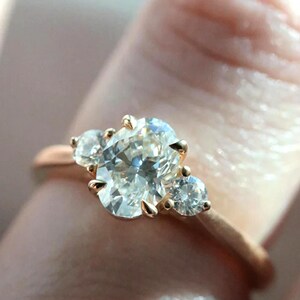 2 CT Oval Trilogy Ring Engagement Ring 14K Gold Three Stone Wedding Ring Oval Cut Moissanite Jewelry Anniversary Proposal Gift For Women