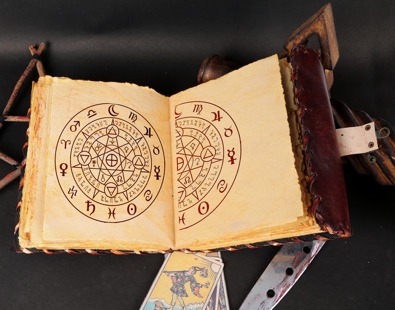 Gothic Eye Witch Journal, Handmade Leather Grimoire Spell Book, Book of Shadows, Spooky Horror Notebook with Lock, Halloween Gift image 5