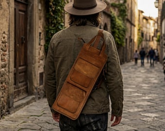 Housse en cuir personnalisée pour baguettes de batterie - Étui personnalisé pour baguettes de batterie - Cadeau gravé pour batteur pour homme - Housse de protection professionnelle Tom Hook