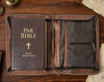 Personalized Leather Bible Cover - Custom Name Bible Case - Handmade Leather Journal Cover for Men  Women - Christian Gifts - Religious Gift