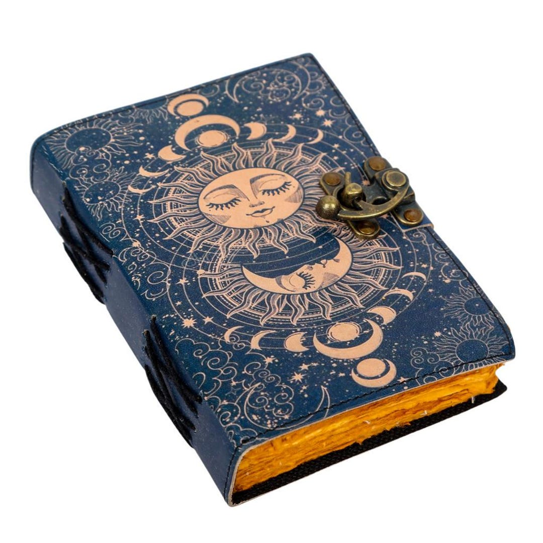 Sun and Moon Leather Journal - 400 Pages Handmade Deckle Edge Paper ...