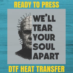 Horror Movie DTF Transfer Halloween Soul Tear Shirt, Gothic & Scary Ready To Press Iron-On Creepy Graphic Tee for Halloween Fans