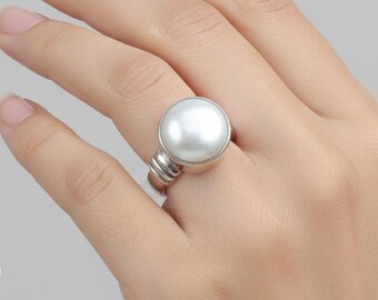Natural Pearl Ring, 925 Sterling Silver Ring, June Birthstone Ring, Handmade Boho Ring, Peaceful Dainty Pearl Ring, Pearl Jewelry, Gift Item