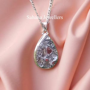 Natural Shungite Rough Pendant, 925 Sterling Silver Pendant, Shungite Drop Pendant, Black Stone Pendant, Shungite Jewellery, Gift for Her