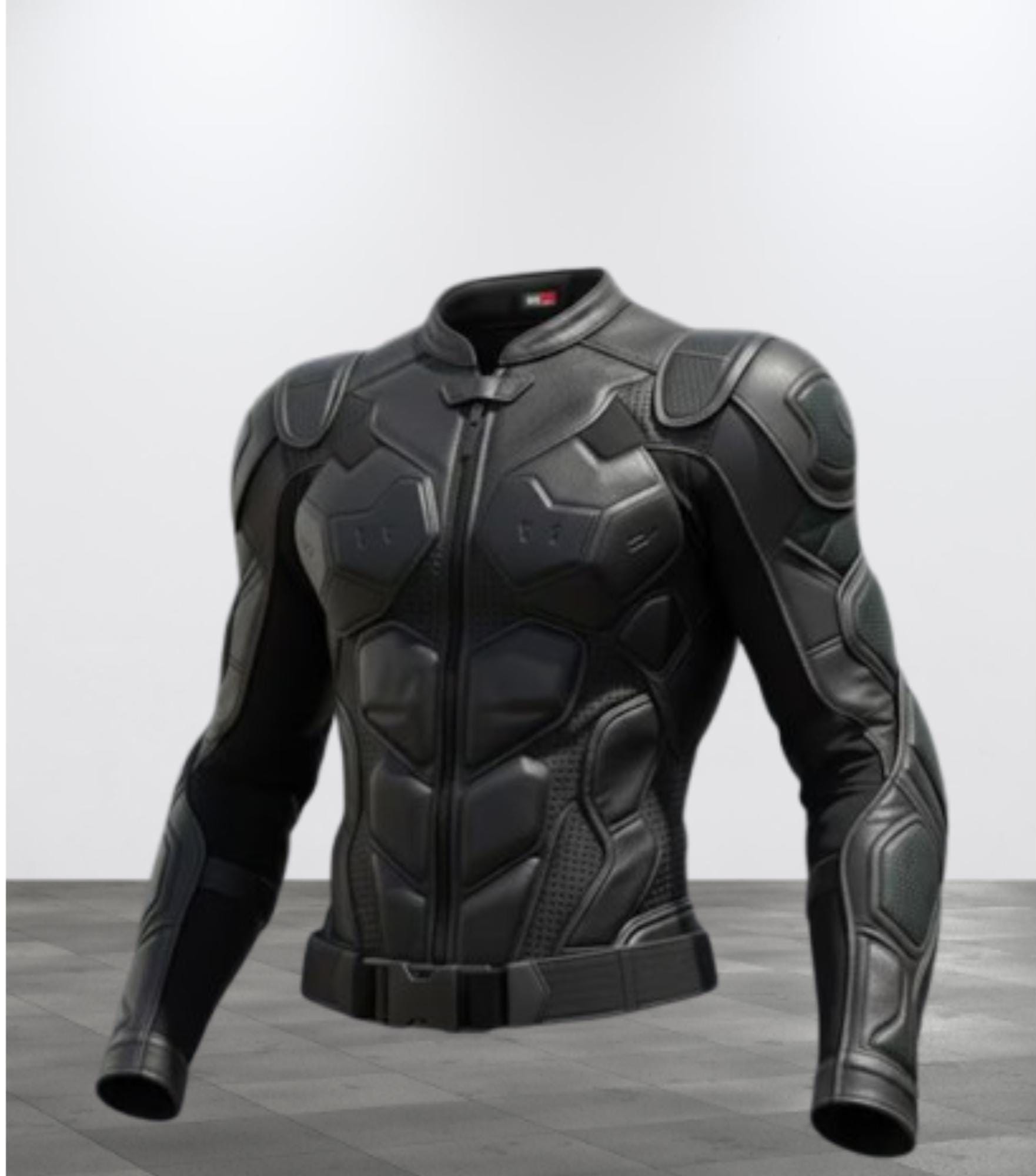 Men’s Black Leather Armored Motorcycle Jacket – Tactical CE Protection