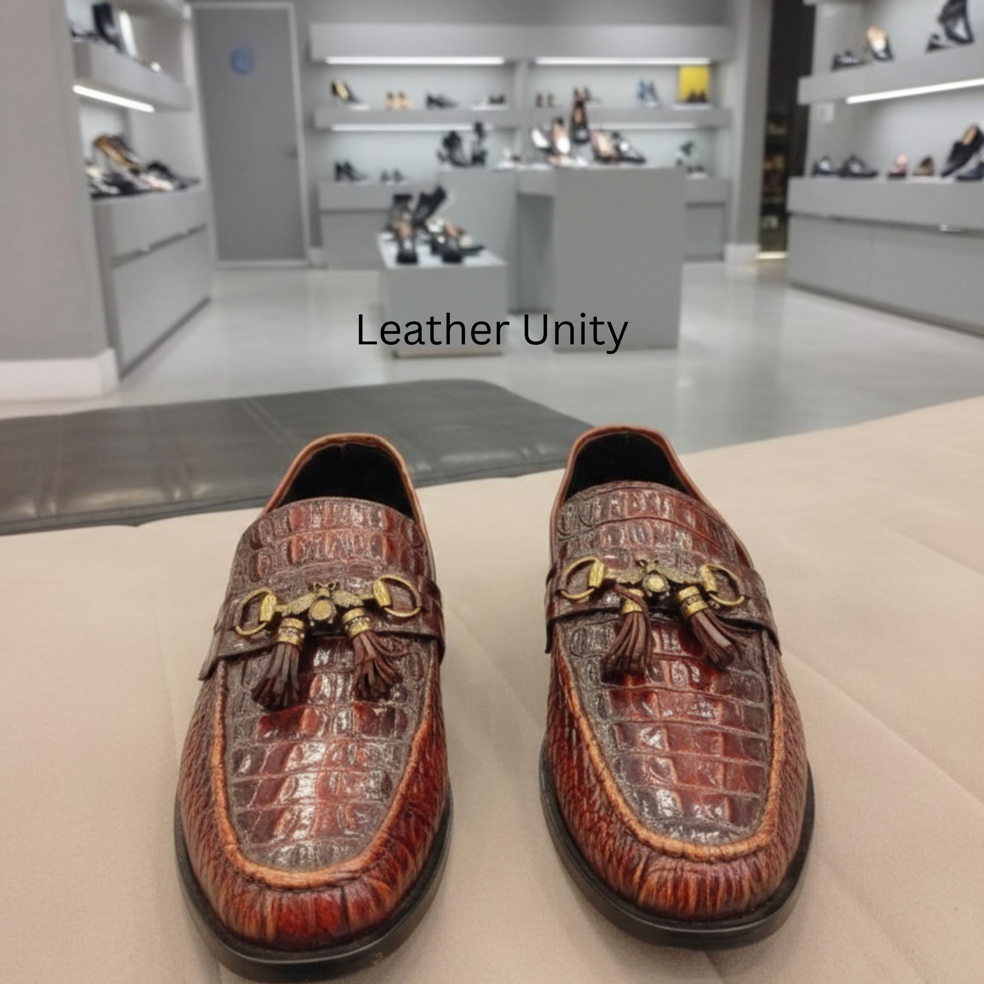 Wehmeiers Men’s Croc-Embossed Tassel Loafers in Dark Brown Journey Brown Croc Leather Lug Tassel Loafer main image 3