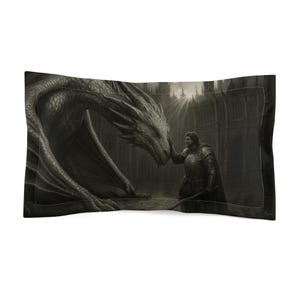Fantasy Dragon Pillow Sham | Medieval Bedding, Imaginative Home Decor, Gift for Fantasy Lovers, Unique Bedroom Accent