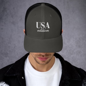 USA Trucker Cap – Vintage Embroidered Hat, USA Edition Baseball Cap for Men & Women, Patriotic American Flag Style