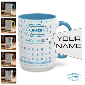 Taza personalizada de Severance, Refinador Lumon del Mes, Taza de café con nombre personalizado, 5 opciones de color, Regalo inspirado en la serie de televisión Severance