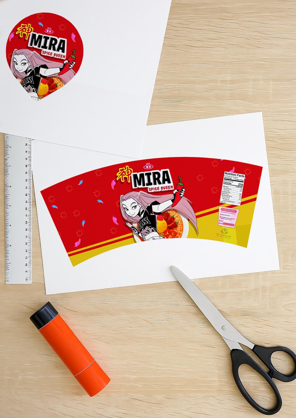 Mira Kpop Ramen Cup Label Printable, Anime Kitchen Decor (digital