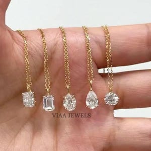 Fancy Cut Lab Diamond Necklaces, EF-VS Lab Grown Diamond Bridal Necklace, Solitaire Diamond Engagement Necklace, Solitaire Pendant Gift Her
